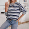 Women's Knitwear Round Neck Loose Pullover Stripes Looty Lush