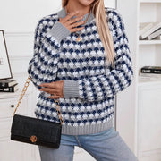 Women's Knitwear Round Neck Loose Pullover Stripes Looty Lush