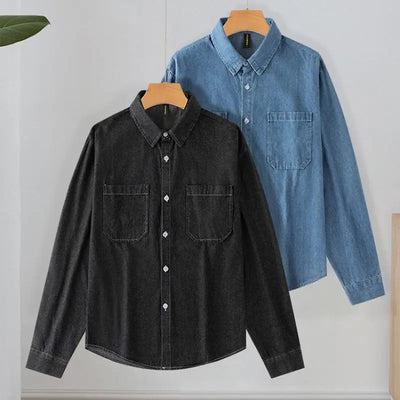 Women's Long Sleeve Denim Shirt - Front View