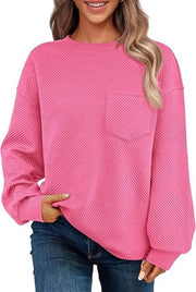 Women's Long-sleeved Drop-shoulder Round Neck Sweater Texture Looty Lush