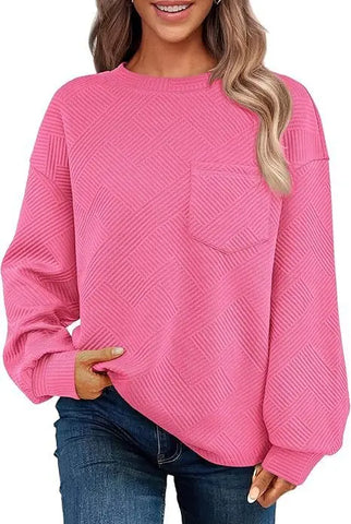 Women's Long-sleeved Drop-shoulder Round Neck Sweater Texture Looty Lush