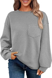 Women's Long-sleeved Drop-shoulder Round Neck Sweater Texture Looty Lush