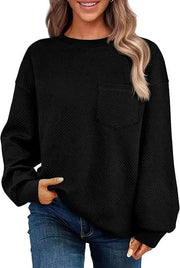 Women's Long-sleeved Drop-shoulder Round Neck Sweater Texture Looty Lush