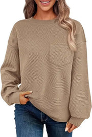 Women's Long-sleeved Drop-shoulder Round Neck Sweater Texture Looty Lush