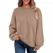 Women's Long-sleeved Drop-shoulder Round Neck Sweater Texture Looty Lush