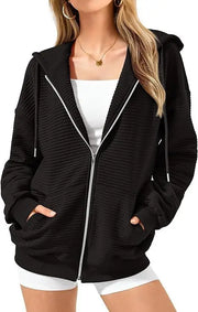 Women's Long-sleeved Sports Fashion Zipper Hooded Sweatshirt Top Looty Lush