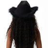 Women's Retro Black Woolen Big Brim Top Hat Fur Felt Hat Looty Lush