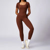 Women's Tight Seamless Back One-piece High-strength Thread Short-sleeved Fitness Sports Jumpsuit Looty Lush