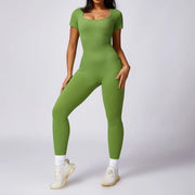 Women's Tight Seamless Back One-piece High-strength Thread Short-sleeved Fitness Sports Jumpsuit Looty Lush