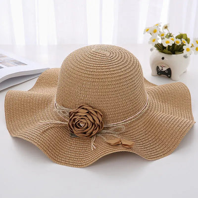 Women's Wavy Edge Big Brim Straw Hat Korean Travel Looty Lush