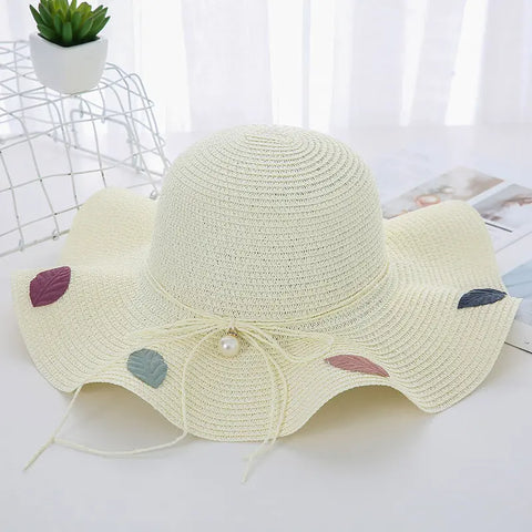 Women's Wavy Edge Big Brim Straw Hat Korean Travel Looty Lush