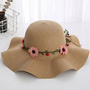 Women's Wavy Edge Big Brim Straw Hat Korean Travel Looty Lush