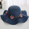 Women's Wavy Edge Big Brim Straw Hat Korean Travel Looty Lush