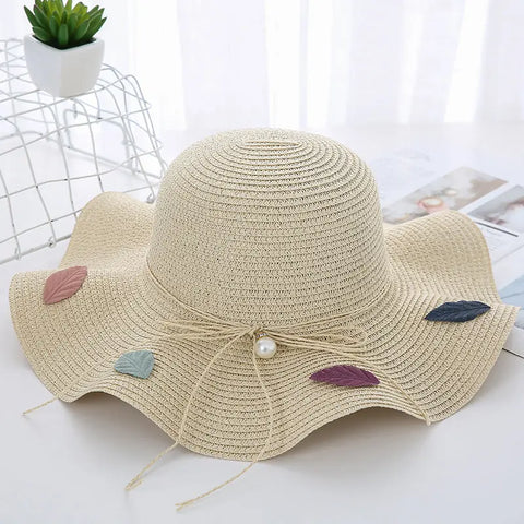 Women's Wavy Edge Big Brim Straw Hat Korean Travel Looty Lush