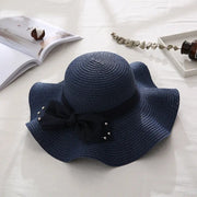 Women's Wavy Edge Big Brim Straw Hat Korean Travel Looty Lush