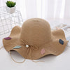 Women's Wavy Edge Big Brim Straw Hat Korean Travel Looty Lush