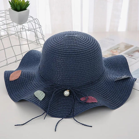 Women's Wavy Edge Big Brim Straw Hat Korean Travel Looty Lush