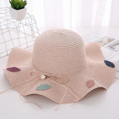 Women's Wavy Edge Big Brim Straw Hat Korean Travel Looty Lush