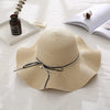 Women's Wavy Edge Big Brim Straw Hat Korean Travel Looty Lush