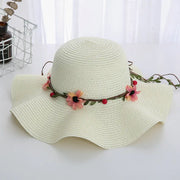 Women's Wavy Edge Big Brim Straw Hat Korean Travel Looty Lush