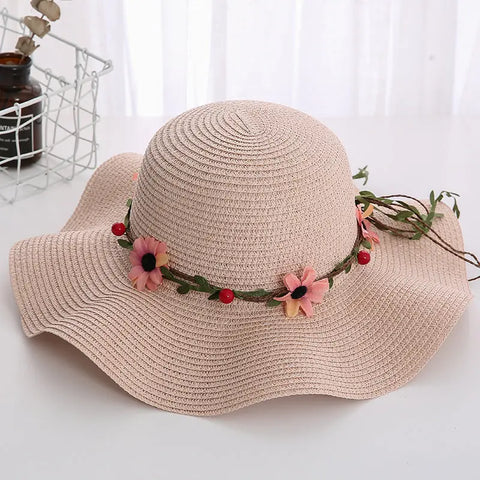 Women's Wavy Edge Big Brim Straw Hat Korean Travel Looty Lush