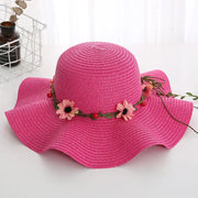 Women's Wavy Edge Big Brim Straw Hat Korean Travel Looty Lush