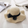 Women's Wavy Edge Big Brim Straw Hat Korean Travel Looty Lush