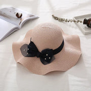 Women's Wavy Edge Big Brim Straw Hat Korean Travel Looty Lush