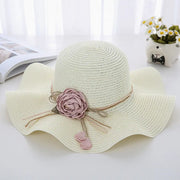 Women's Wavy Edge Big Brim Straw Hat Korean Travel Looty Lush