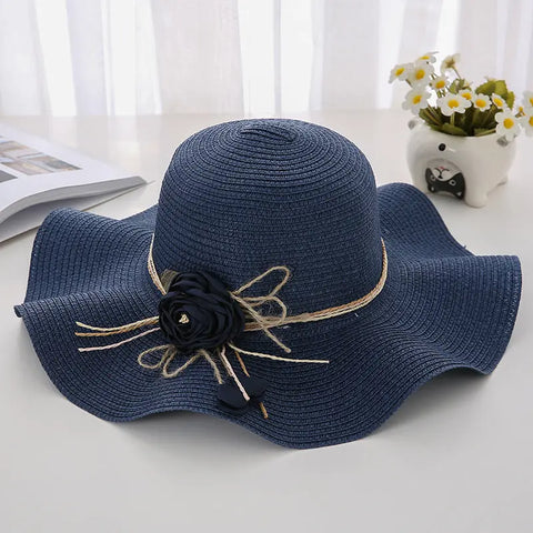 Women's Wavy Edge Big Brim Straw Hat Korean Travel Looty Lush