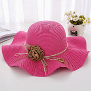 Women's Wavy Edge Big Brim Straw Hat Korean Travel Looty Lush