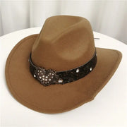 Women's Western Cowboy Hat Love Decorative Chain Top Hat Looty Lush