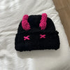 Wool Hat Cute Little Devil Mask Horn Hood Thickened Warm Knitted Hat Sweet Cool Style Autumn And Winter Looty Lush