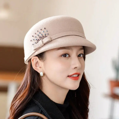 Wool Peaked Cap Casual Woolen Felt Hat Looty Lush