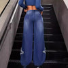 XINGX Patch Fringed Burr Loose Straight Casual Wide Leg Jeans Looty Lush