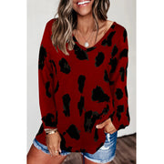 Looty Lush Loose Long-Sleeved Printed T-Shirt Top