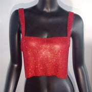 Women's Rhinestone Hot Girl Camisole Carnival Super Shiny Metal Rhinestone Top