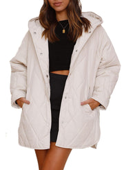 Diamond Quilted Hooded Lightweight Jacket For Women Looty Lush