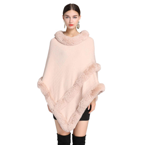 Imitation Rex Rabbit Fur Collar Cape And Shawl Looty Lush