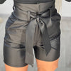 High Waist Black Strap Slim Fit Pu Shorts Belted Looty Lush