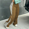 Women's Elastic Waist Colorblock All-matching Straight Wide Leg Sweatpants Looty Lush