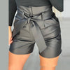 High Waist Black Strap Slim Fit Pu Shorts Belted Looty Lush