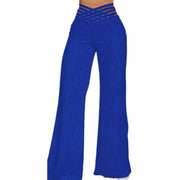 Jacquard Stretch Fabric Bootcut Pants Women Looty Lush