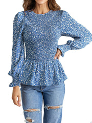 Looty Lush Long Sleeve Tunic Printed Shirt Top