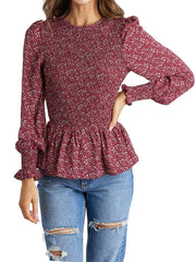 Looty Lush Long Sleeve Tunic Printed Shirt Top