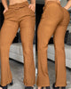 Women's Solid Color In Stock Slim-fit Trousers With Size Belt Looty Lush