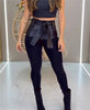 Women's Stitching Leather Belt Trousers Looty Lush