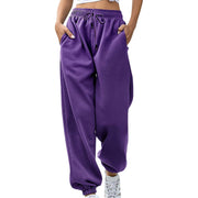 Women's Loose Leisure Sports Drawstring Wide Leg Ankle Banded Pants Looty Lush