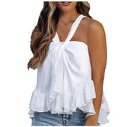 Looty Lush Women's Fashion Halter Ruffled Sleeveless Top