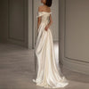 French White Off-shoulder Light Wedding Dress Looty Lush